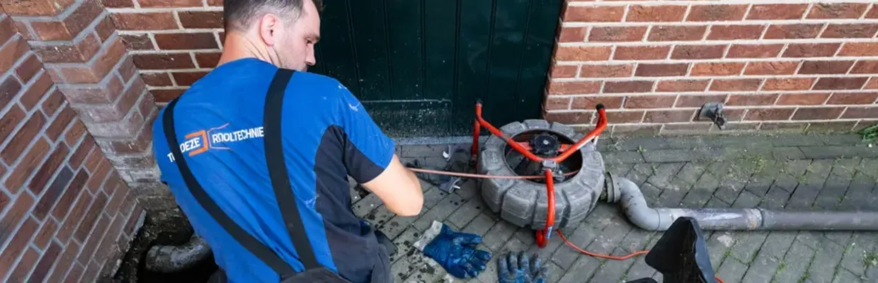 Foto Rioolservice Monteur Met Camera Buiten