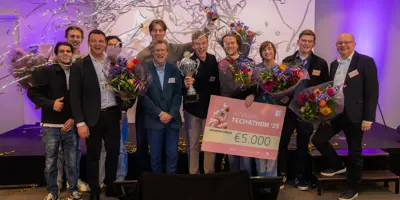 Winnaar Techathon 25 Team Unica Hogeschool Rotterdam Goflex Keizer Karel College