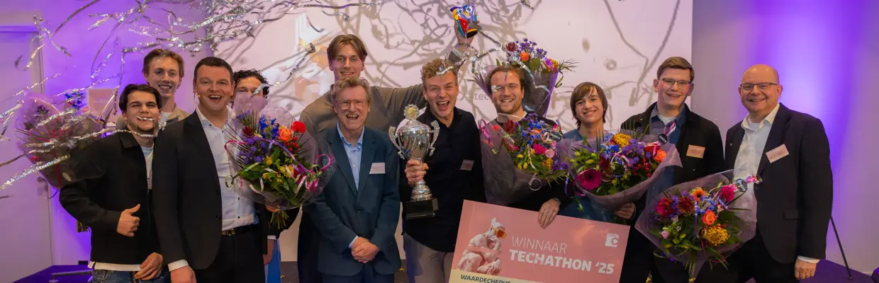 Winnaar Techathon 25 Team Unica Hogeschool Rotterdam Goflex Keizer Karel College