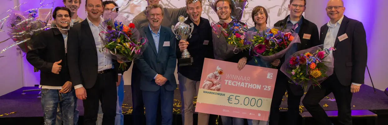Winnaar Techathon 25 Team Unica Hogeschool Rotterdam Goflex Keizer Karel College